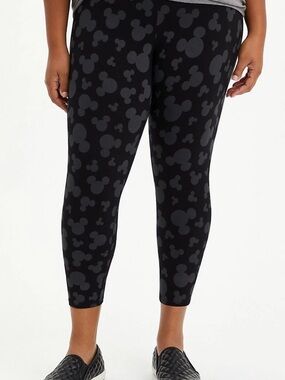 Torrid Mickey Head Black Patterned Cropped Leggings